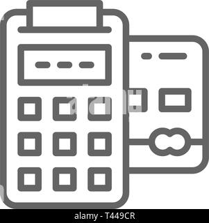 POS credit card, banking terminal, payments methods line icon. Stock Vector