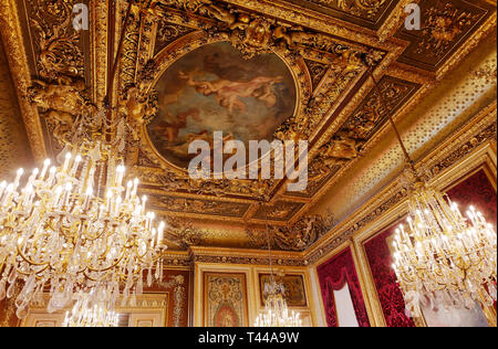 PARIS, FRANCE, MARCH 08, 2017 : architectural details of Napoleon 3 apartments, march 08, 2017, in Paris, France Stock Photo