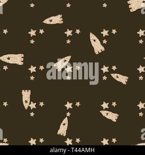 Rocket and star cracker-shaped cookies. Biscuit cookie cracker seamless pattern 10 eps Stock Vector