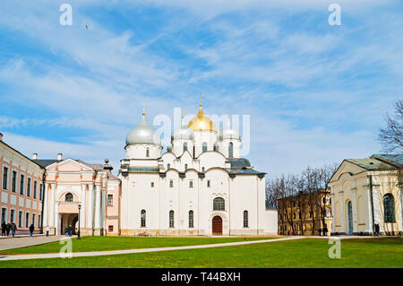 Veliky Novgorod, Russia - April 29, 2018. St Sophia cathedral in Veliky Novgorod, Russia. Spring sunny view of Veliky Novgorod landmark Stock Photo