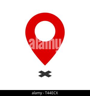 Map Pointer symbol. Flat Icon or Logo for Web Design, UI, Mobile App, Infographic. Vector Illustration on white background. Stock Vector