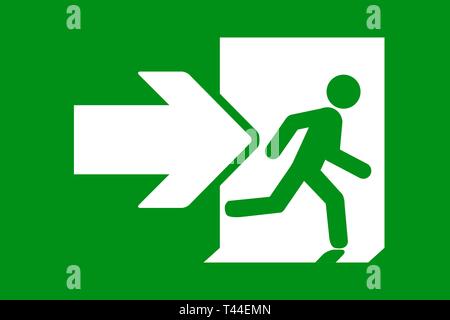 Green emergency exit sign. Simple flat illustration Stock Vector