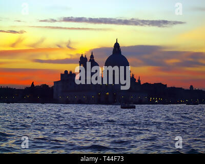 Cathedral Santa Maria della Salute in Venice during sunset Stock Photo