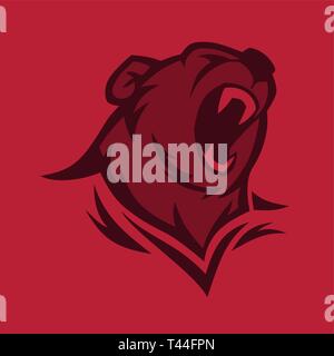 Angry bear head vector image. Grizzly with big teeth. Stock Vector
