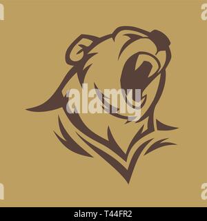 Angry bear head vector image. Grizzly with big teeth. Stock Vector