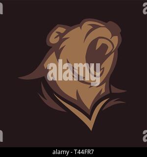 Angry bear head vector image. Grizzly with big teeth. Stock Vector