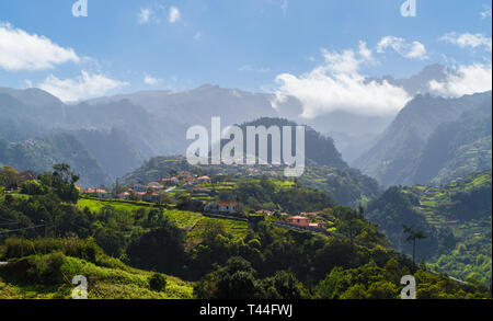 View of  Sao Roque do Faial village and mountain on Madeira island, Portugal Stock Photo