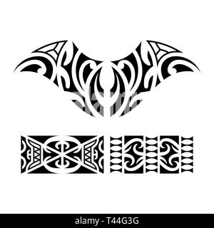 Traditional Maori Taniwha tattoo design. Editable vector illustration. Stock Vector