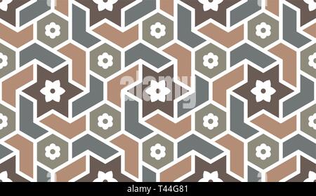 Background with seamless pattern in islamic style. Eastern geometric ornament. Arabic seamless pattern. Stock Vector