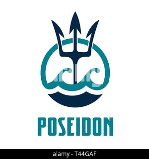 Vector image of Poseidon's Trident. Poseidon template logo design. Stock Vector