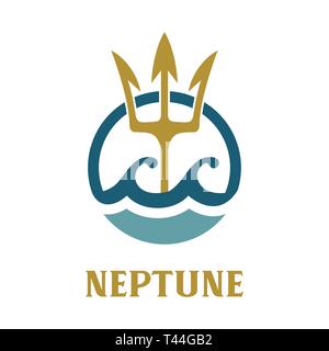 Vector image of Neptune's Trident. Neptune template logo design. Stock Vector