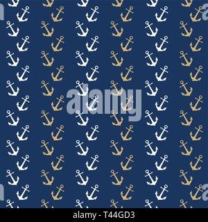 Seamless nautical pattern with anchors. Design element for wallpapers Stock Vector