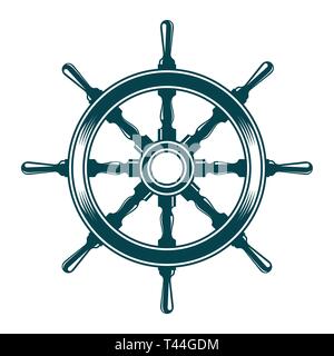 ship steering wheel vintage vector illustration Stock Vector