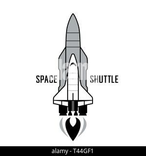 Space shuttle and rockets vector illustration. Space transportation Stock Vector