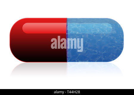 A computer illustration of pills with water from the ocean inside it Stock Photo