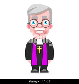 Illustration Of A Priest Icon Flat Design. Cartoon Illustration Of Priest Vector Icon For Web Stock Vector