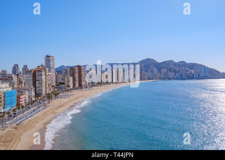 28th March 2019 Beach and Waterfront in Benidorm. Spain Stock Photo