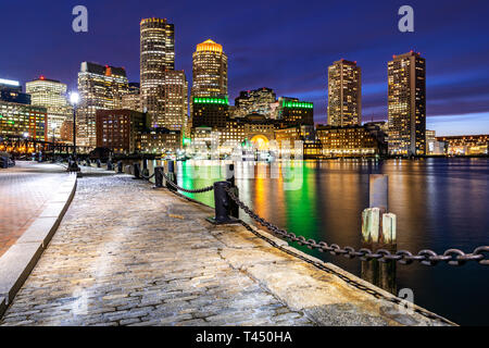 Boston Downtown skylines building cityscape sunset at Boston city, MA, USA. Stock Photo