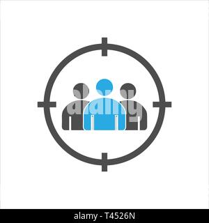 Audience, people target icon. Vector illustration, flat design. Stock Vector