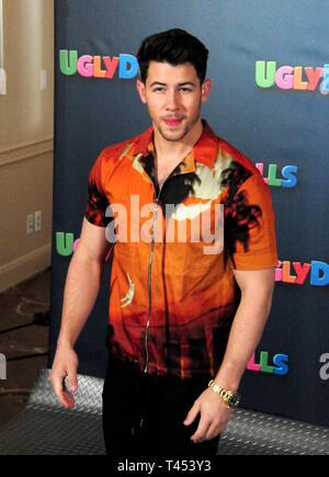 Los Angeles, California, USA 13th April 2019  Singer Nick Jonas attends Uglydolls LA Photocall on April 3, 2019 at the Four Seasons Hotel in Los Angeles, California, USA. Credit: Barry King/Alamy Live News Stock Photo