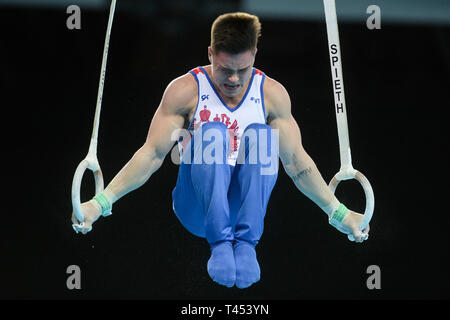 Szczecin, West Pomeranian, Poland. April 13, 2019 - Szczecin, West Pomeranian, Poland - Nikita Nagornyy from Russia seen in action during the Apparatus Finals of 8th European Championships in Artistic Gymnastics Credit: Mateusz Slodkowski/SOPA Images/ZUMA Wire/Alamy Live News Stock Photo