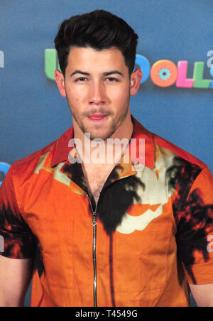 Los Angeles, California, USA 13th April 2019  Singer Nick Jonas attends Uglydolls LA Photocall on April 3, 2019 at the Four Seasons Hotel in Los Angeles, California, USA. Credit: Barry King/Alamy Live News Stock Photo