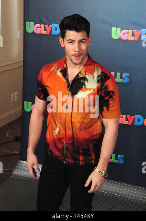 Los Angeles, California, USA 13th April 2019  Singer Nick Jonas attends Uglydolls LA Photocall on April 3, 2019 at the Four Seasons Hotel in Los Angeles, California, USA. Credit: Barry King/Alamy Live News Stock Photo