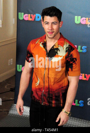 Los Angeles, California, USA 13th April 2019  Singer Nick Jonas attends Uglydolls LA Photocall on April 3, 2019 at the Four Seasons Hotel in Los Angeles, California, USA. Credit: Barry King/Alamy Live News Stock Photo