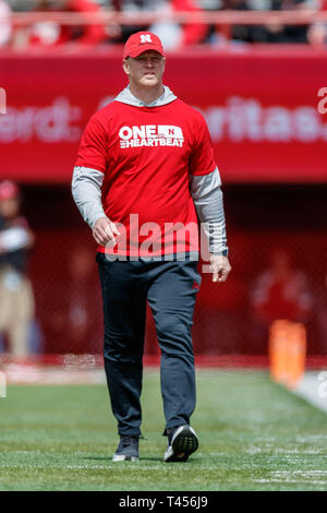 Lincoln, NE. USA. 13th Apr, 2019. Nebraska head coach Scott Frost in action during the Red vs White spring football game at Memorial Stadium in Lincoln, NE.Red won 24-13.Attendance: 85,946. Credit: Cal Sport Media/Alamy Live News Stock Photo