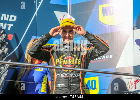 Phillip Island, Victoria, Australia. 14th Apr 2019. Virgin Australian Supercars Championship WD40 Phillip Island 500 - Podium for race ten.In third Position No.99 Anton De Pasquale racing for Penrite Racing - Erebus Motorsport.Image Credit Brett Keating/Alamy Live News Credit: brett keating/Alamy Live News Stock Photo