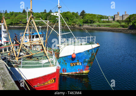 Fishing boats moored in Stornoway Harbour, Stornoway, Isle of Lewis, Outer Hebrides, Na h-Eileanan Siar, Scotland, United Kingdom Stock Photo