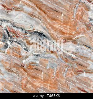 Mulicolored natural marble close up. Seamless square background, tile ready. Stock Photo