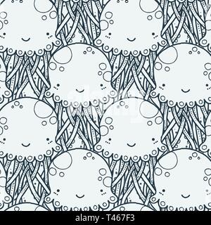 Seamless doodle pattern with cute elements. Endless vector image Stock Vector