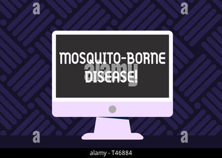 Writing note showing Mosquito Borne Disease. Business concept for illnesses caused parasites transmitted by mosquitoes Desktop Computer Colorful Monit Stock Photo