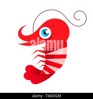 Shrimp set. Isolated shrimp on white background. Prawns Stock Vector