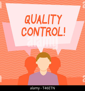 Text sign showing Quality Control. Business photo text system of maintaining standards in analysisufactured products Faceless Man has Two Shadows Each Stock Photo