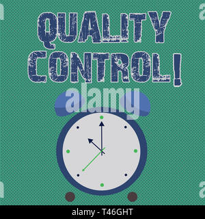 Handwriting text writing Quality Control. Conceptual photo system of maintaining standards in analysisufactured products Colorful Round Analog Two Bel Stock Photo