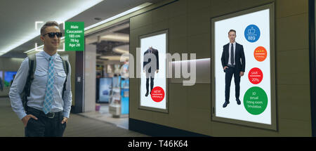 iot machine learning with human , object recognition which use artificial intelligence to analytic concept, it invents to prediction the customer need Stock Photo