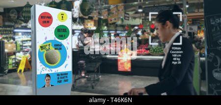 iot machine learning with human , object recognition which use artificial intelligence to analytic concept, it invents to prediction the customer need Stock Photo