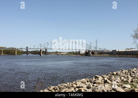 Bridge over River Metal Style Stock Photo