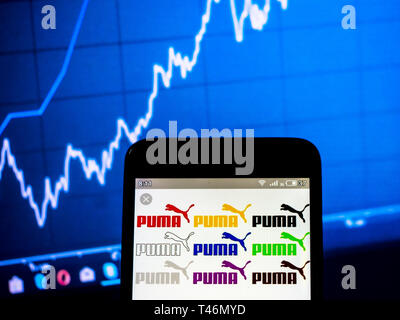 In this photo illustration a Puma SE logo seen displayed on a smart phone Stock Photo