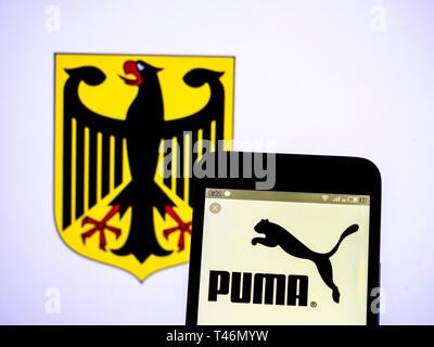 In this photo illustration a Puma SE logo seen displayed on a smart phone Stock Photo