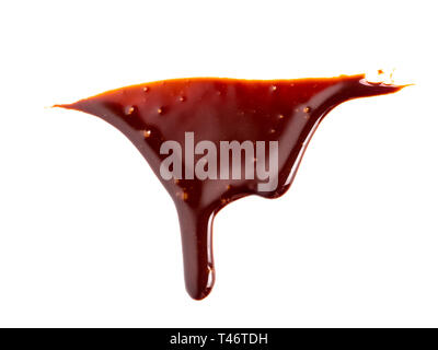Chocolate sauce isolated. Flow down chocolate sauce isolated on white background Stock Photo