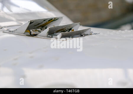 Detail of light sport aircraft fuselage, cabin air intake Stock Photo