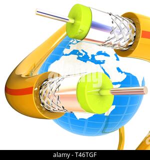 Cables for high tech connect and Earth Stock Photo - Alamy