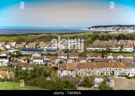 Uphill looking towards Weston-super-Mare, North Somerset, UK Stock Photo