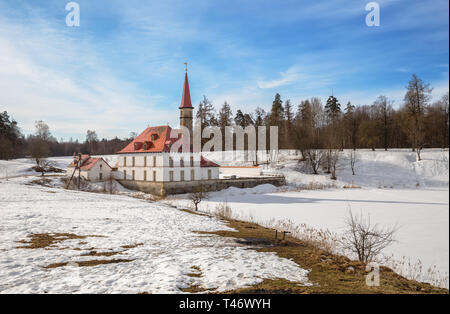 Priory Palace in early spring, Gatchina, Russia Stock Photo