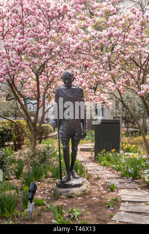 Gandhi Sculpture at Springtime in Union Square Park, NYC, USA Stock Photo