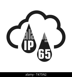 IP65 protection certificate standard icon. Water and dust or solids ...