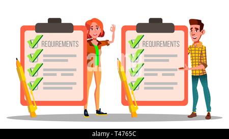 Requirements, Checklist, Schedule, Compliance Vector Drawings Set Stock Vector